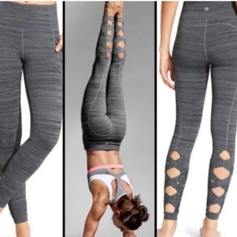 Athleta Criss-cross Leggings size small Heathered Grey Yoga Pockets